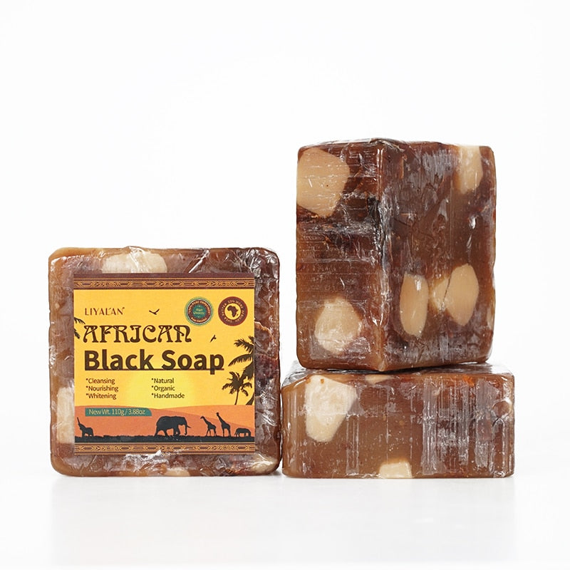 2pc 100% Natural Organic Skin Care Handmade Raw African Black Soap - JuViLu Essentials